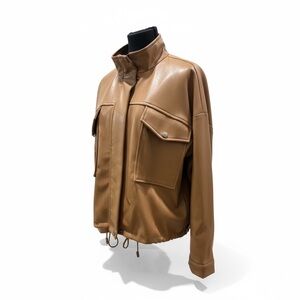Tahari Tan Faux Leather Jacket